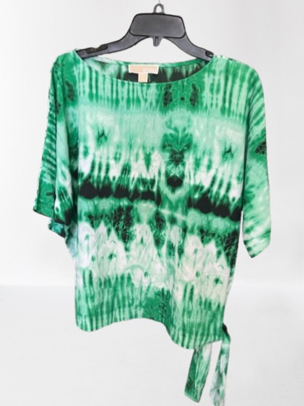 MICHAEL Michael Kors Green Tie-Dye Tunic with Side Tie - Size L